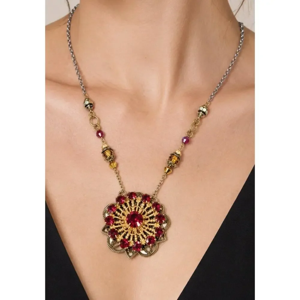 Victorian Style Red Glass Necklace Adjustable 2
